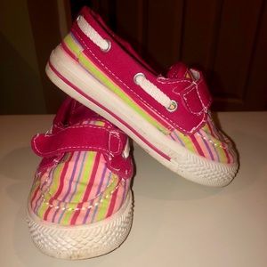 Cute pink striped boat shoes